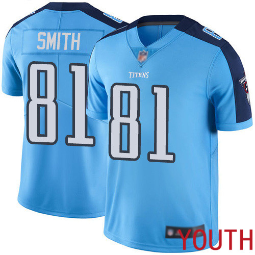 Tennessee Titans Limited Light Blue Youth Jonnu Smith Jersey NFL Football #81 Rush Vapor Untouchable->youth nfl jersey->Youth Jersey